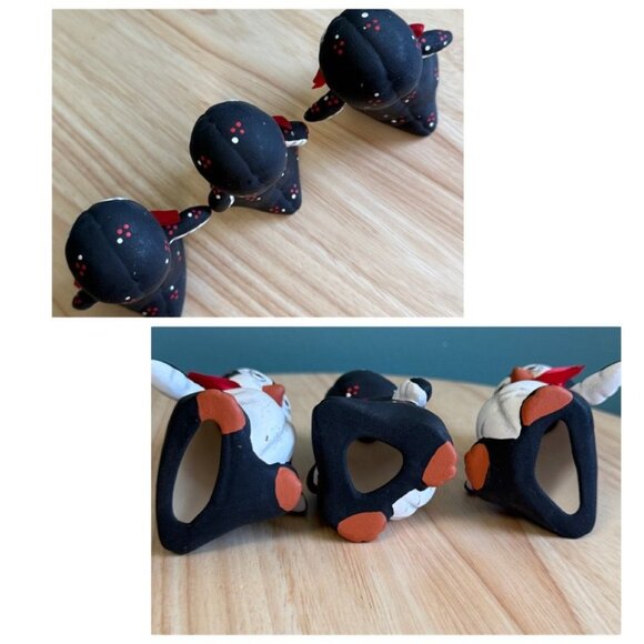 3 Vintage Handmade Penguin Figurines Christmas With Red Bow Ties - Picture 10 of 10